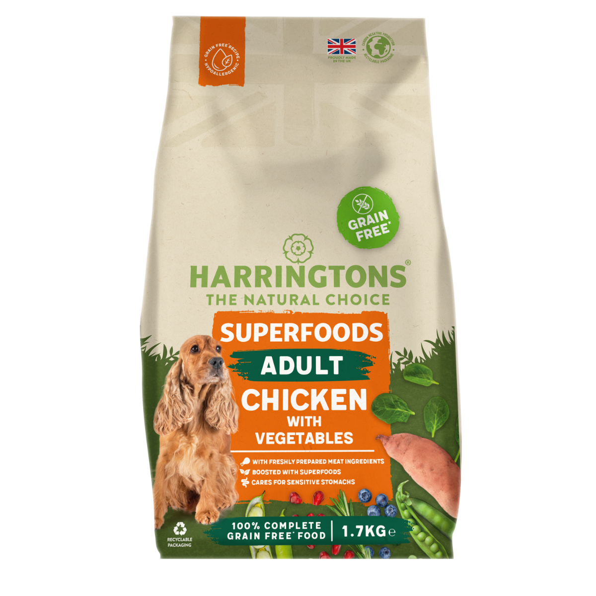 Harringtons Superfoods Grain Free Dry Adult Dog Food Chicken Vegetables 1.7kg