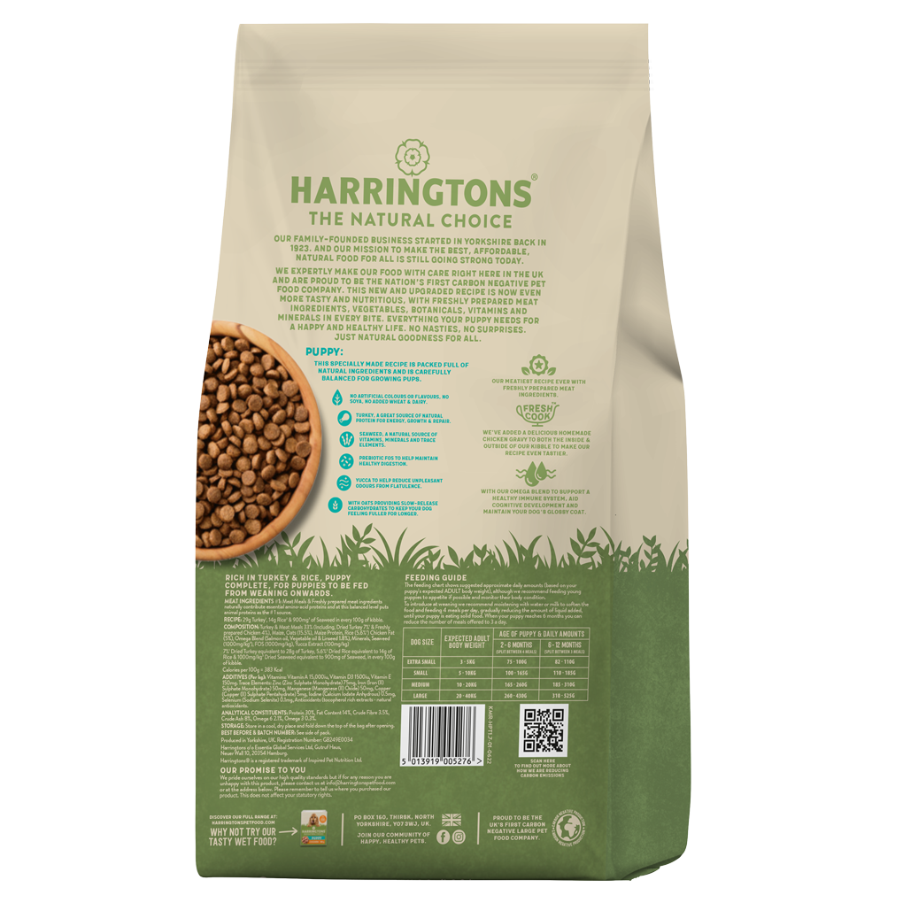 Puppy Complete Rich Turkey Rice Dog Food Harringtons Harringtons Pet Food