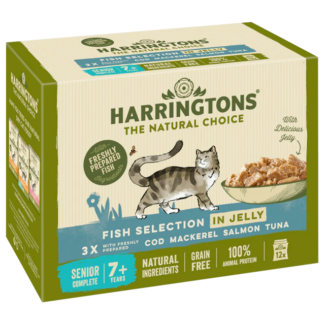Image showcasing Complete Senior Grain-Free Fish Selection in Jelly Cat Food Bundle 72x ...
