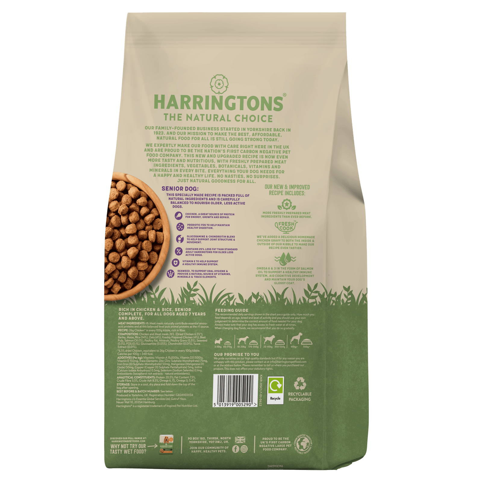 Chicken Rice Senior Dog Food Complete Harringtons 1.7kg