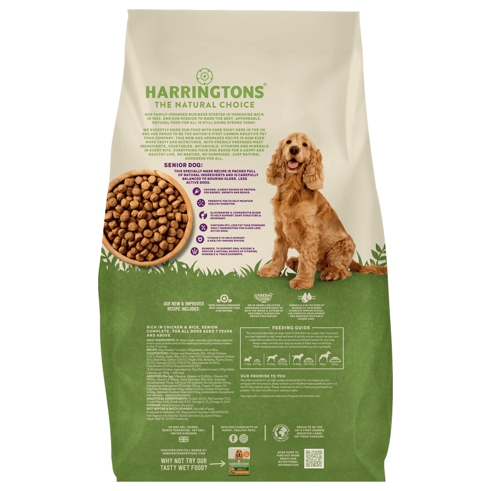 Harringtons Complete Senior Dry Dog Food Chicken & Rice 12kg
