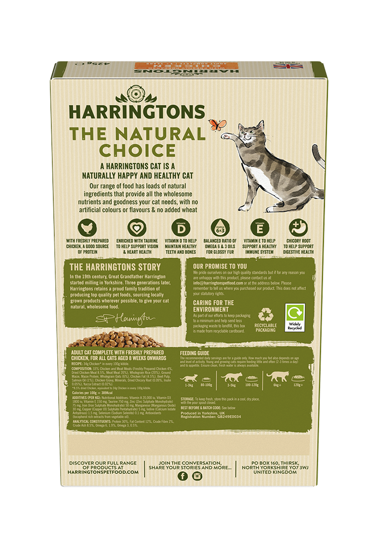 Harringtons Adult Cat Food with Fresh Chicken 8x425g Multipack