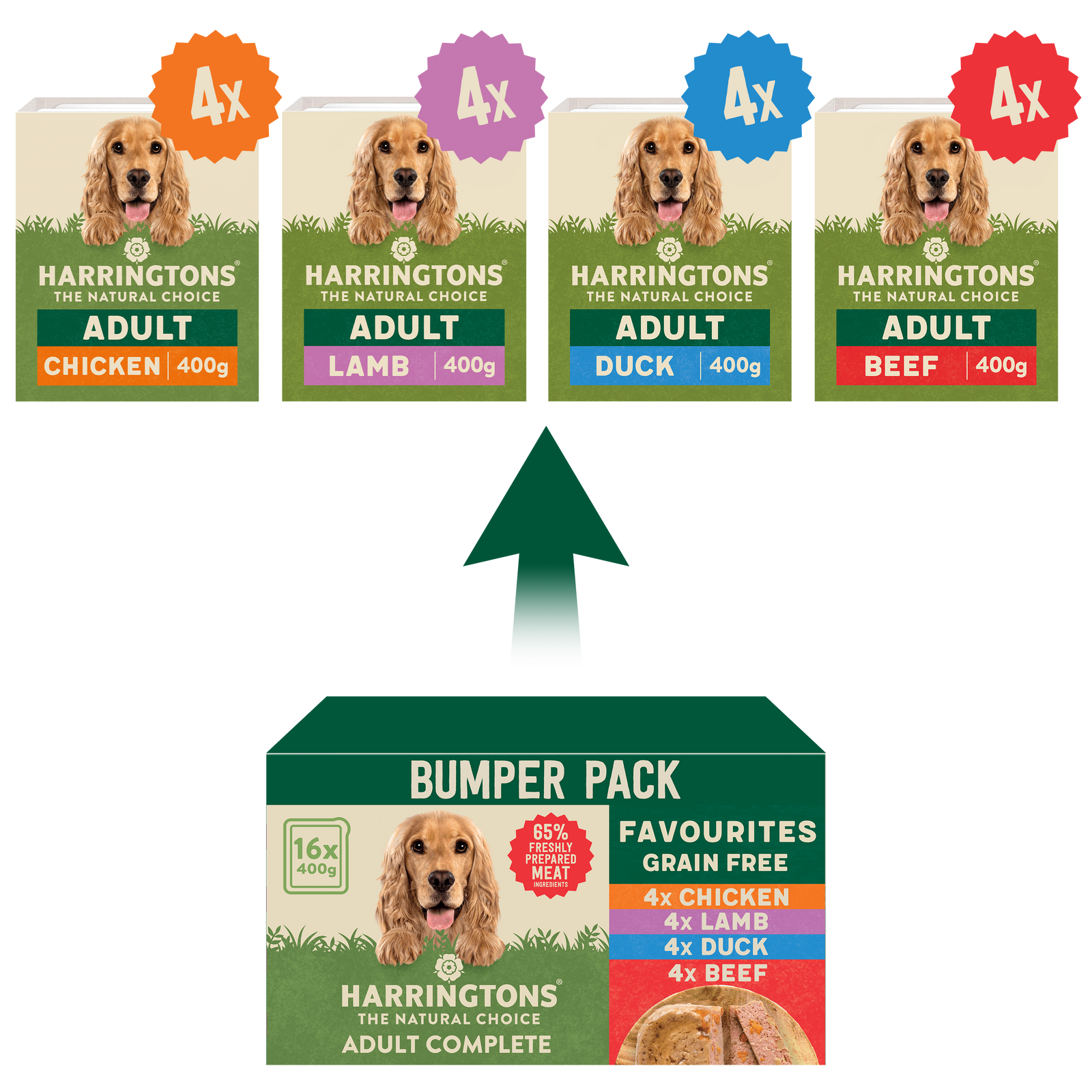 Grain Free Favourites Selection Wet Dog Food Bumper Pack 16 x 400g Harringtons Pet Food